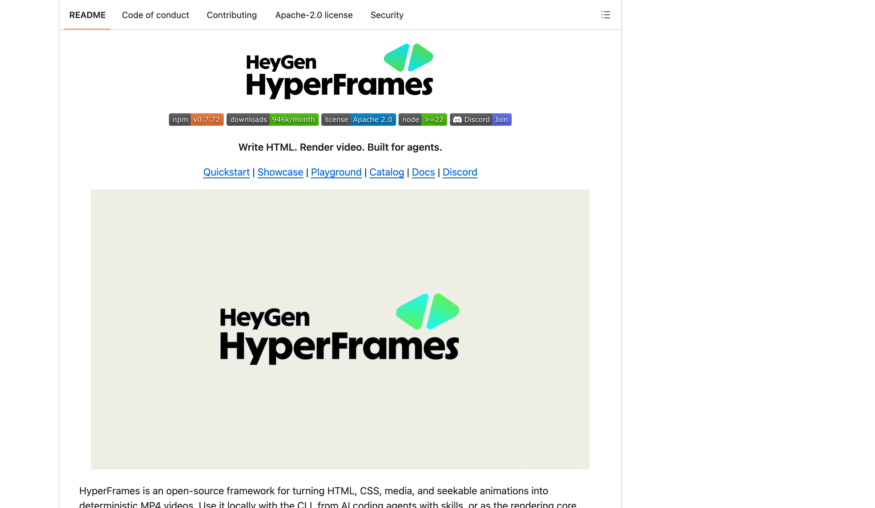 heygen-com/hyperframes README